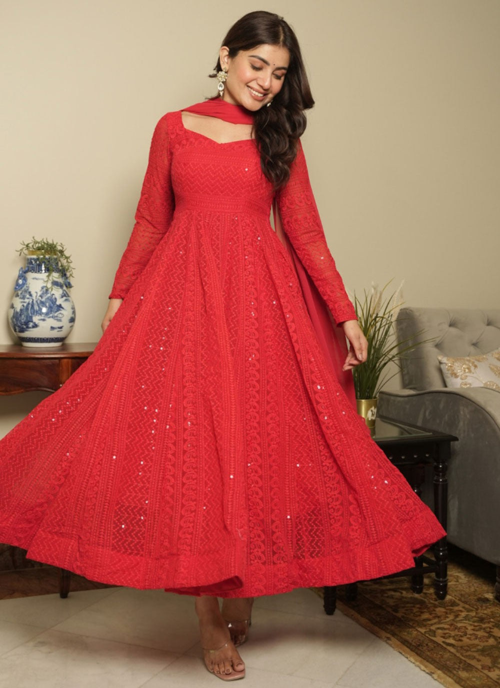 Archive Chikankari Work 316704 Hot Pink T6794