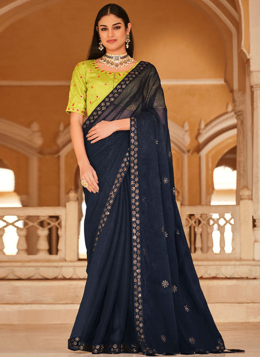 Classic Sequins Chinon Saree - S2716