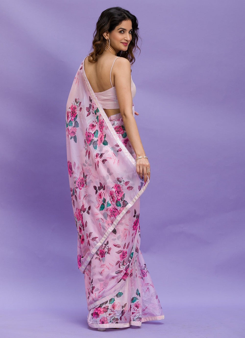 Classic Digital Print Chinon Saree - S3794