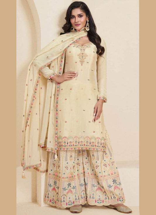 Archive Embroidered, Sequins, Thread, Zari 316385 Cream T6715