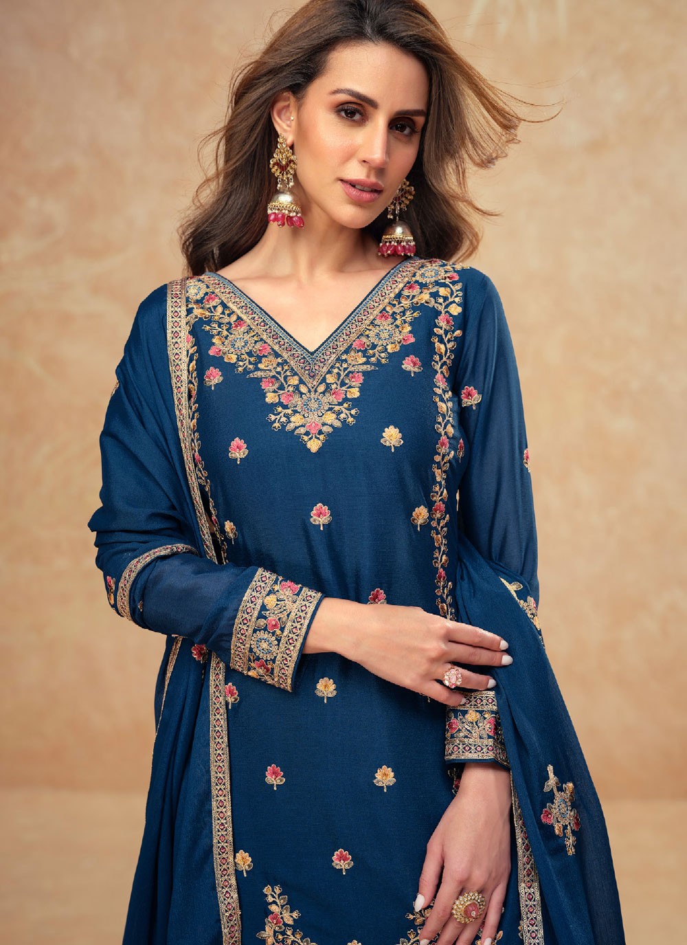 Embroidered Chinon Sharara - T4773