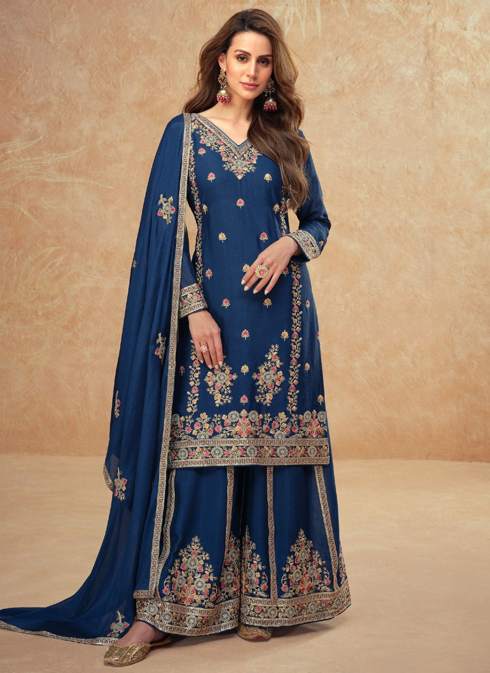 Embroidered Chinon Sharara - T4773