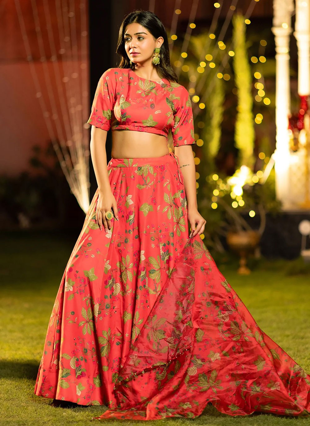 Chinon Ceremonial, Festival, Mehandi & Sangeet, Party Readymade Lehenga Choli L3509