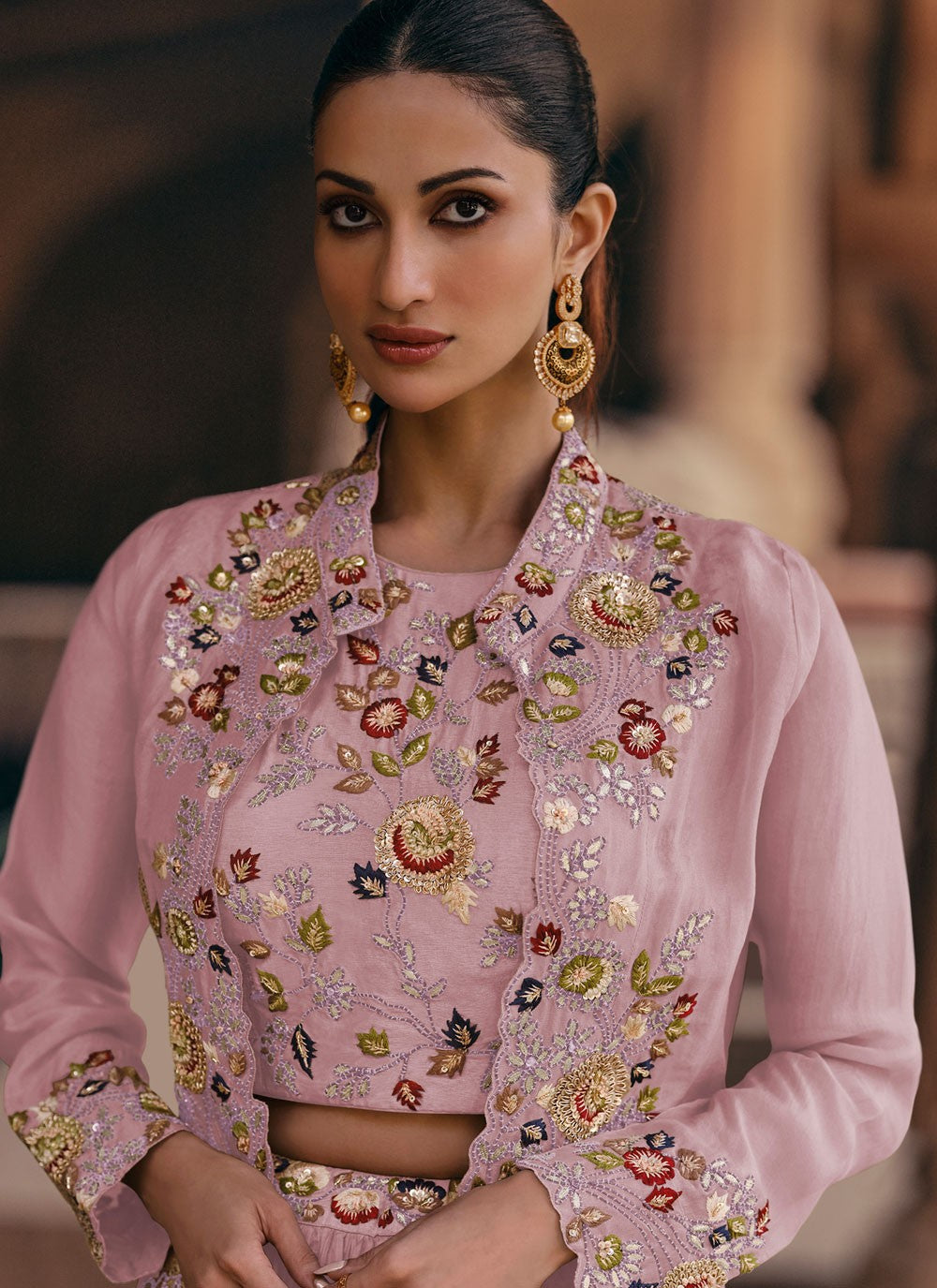 Chinon Mehandi & Sangeet, Reception Readymade Lehenga Choli L3640