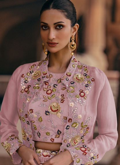 Chinon Mehandi & Sangeet, Reception Readymade Lehenga Choli L3640