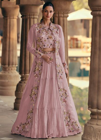 Chinon Mehandi & Sangeet, Reception Readymade Lehenga Choli L3640