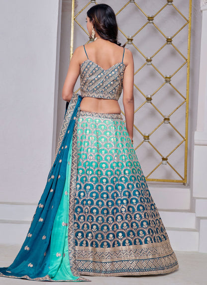 Embroidered Chinon A - Line Lehenga - L2884