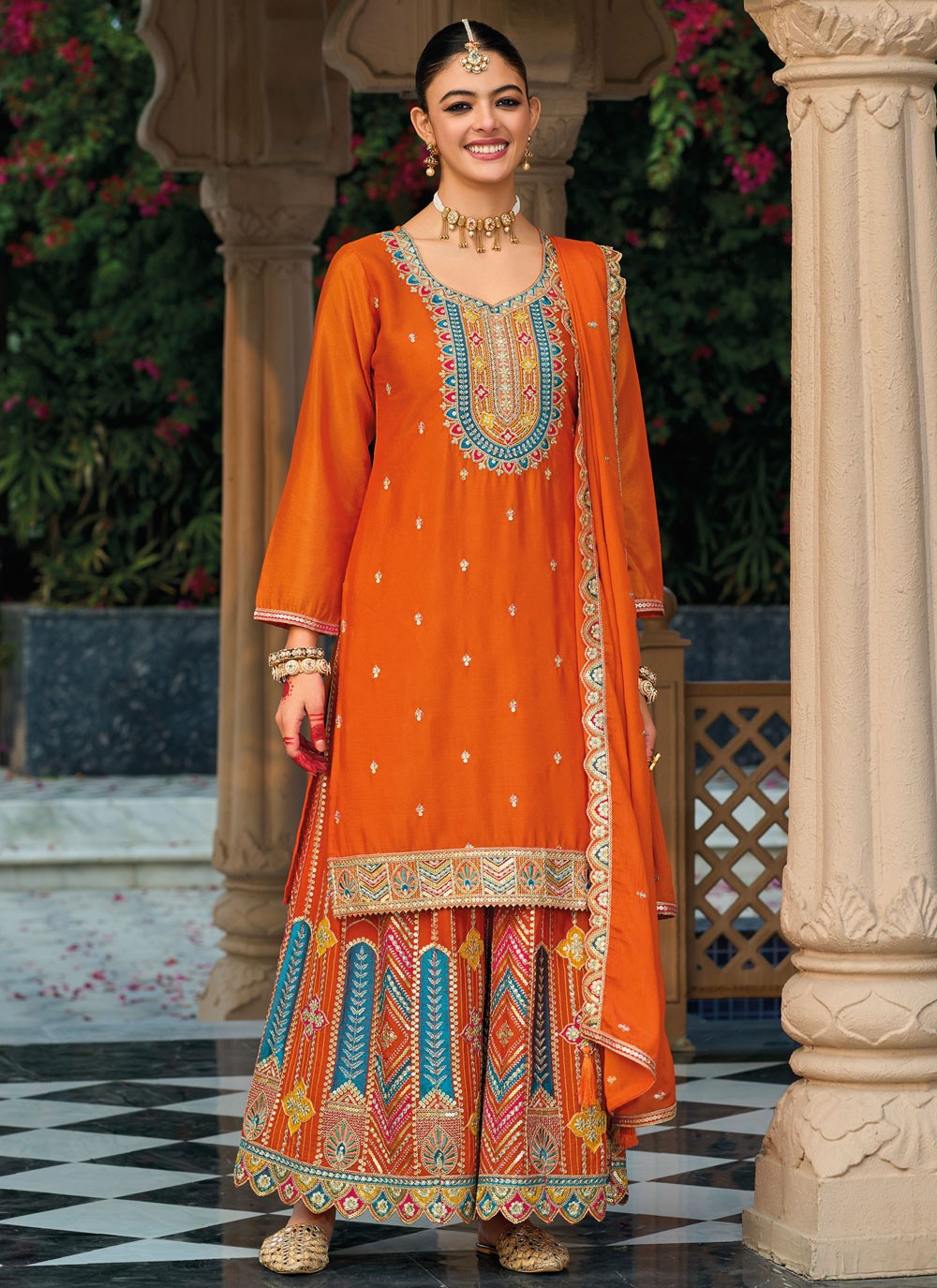 Archive Embroidered, Sequins, Zari 316481 Orange T6739