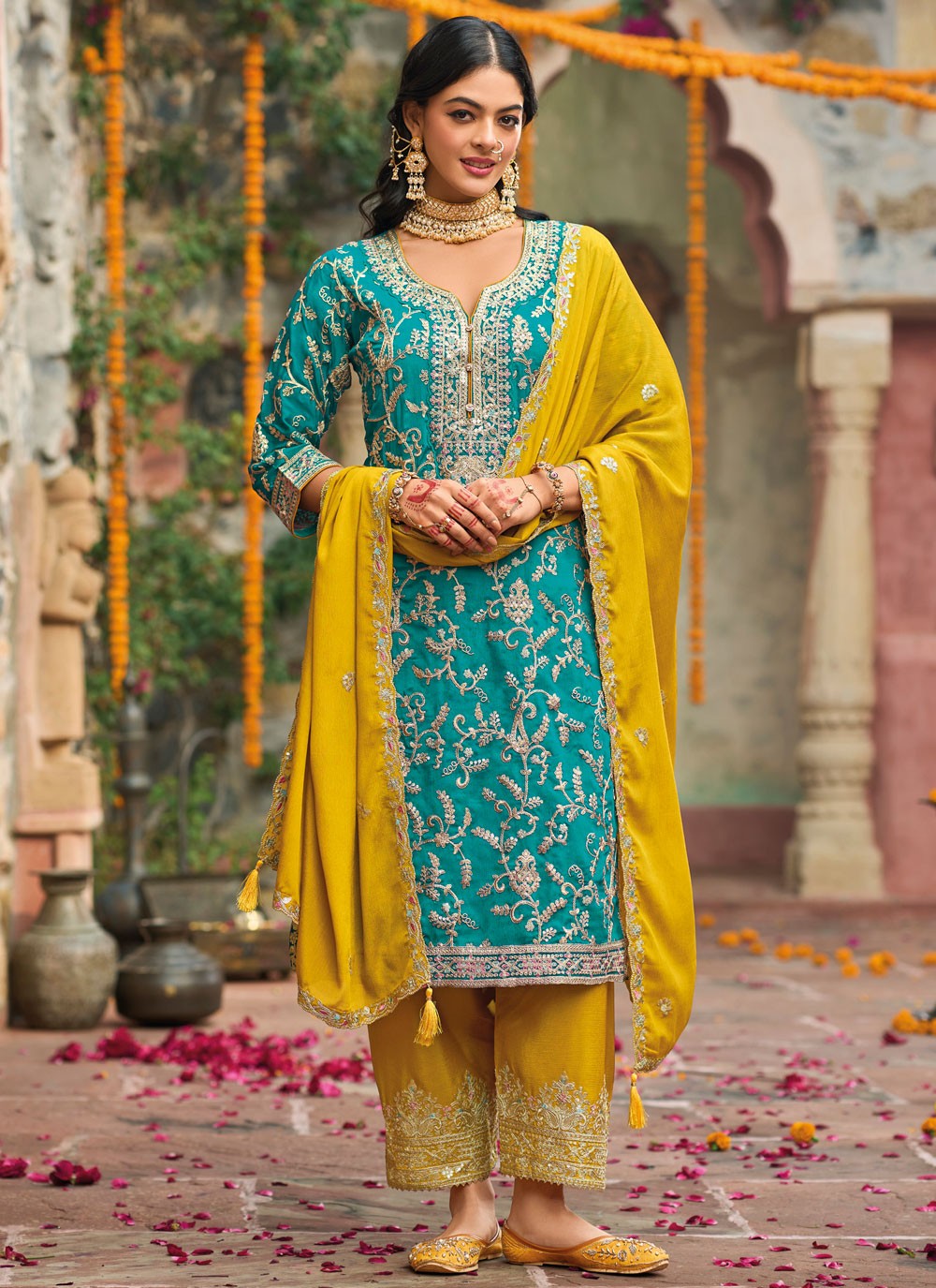 Embroidered Chinon Rama Salwar Suit T6468
