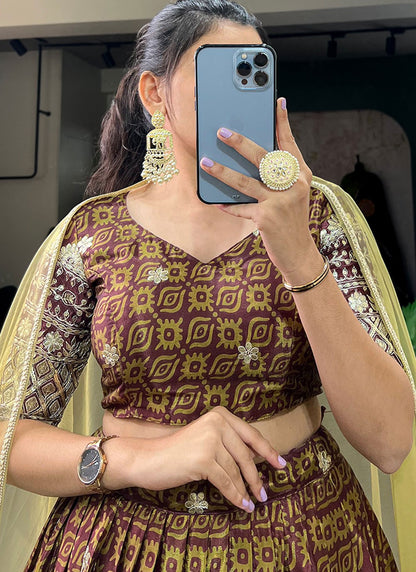 Digital Print Chinon A - Line Lehenga - L2943