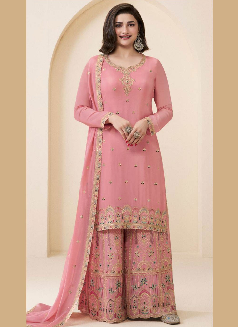 Archive Embroidered, Sequins, Thread, Zari 316384 Pink T6714