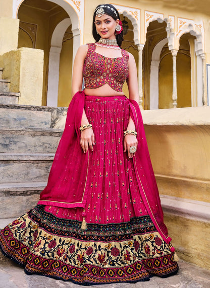 Digital Print Chinon Readymade Lehenga Choli - L2473