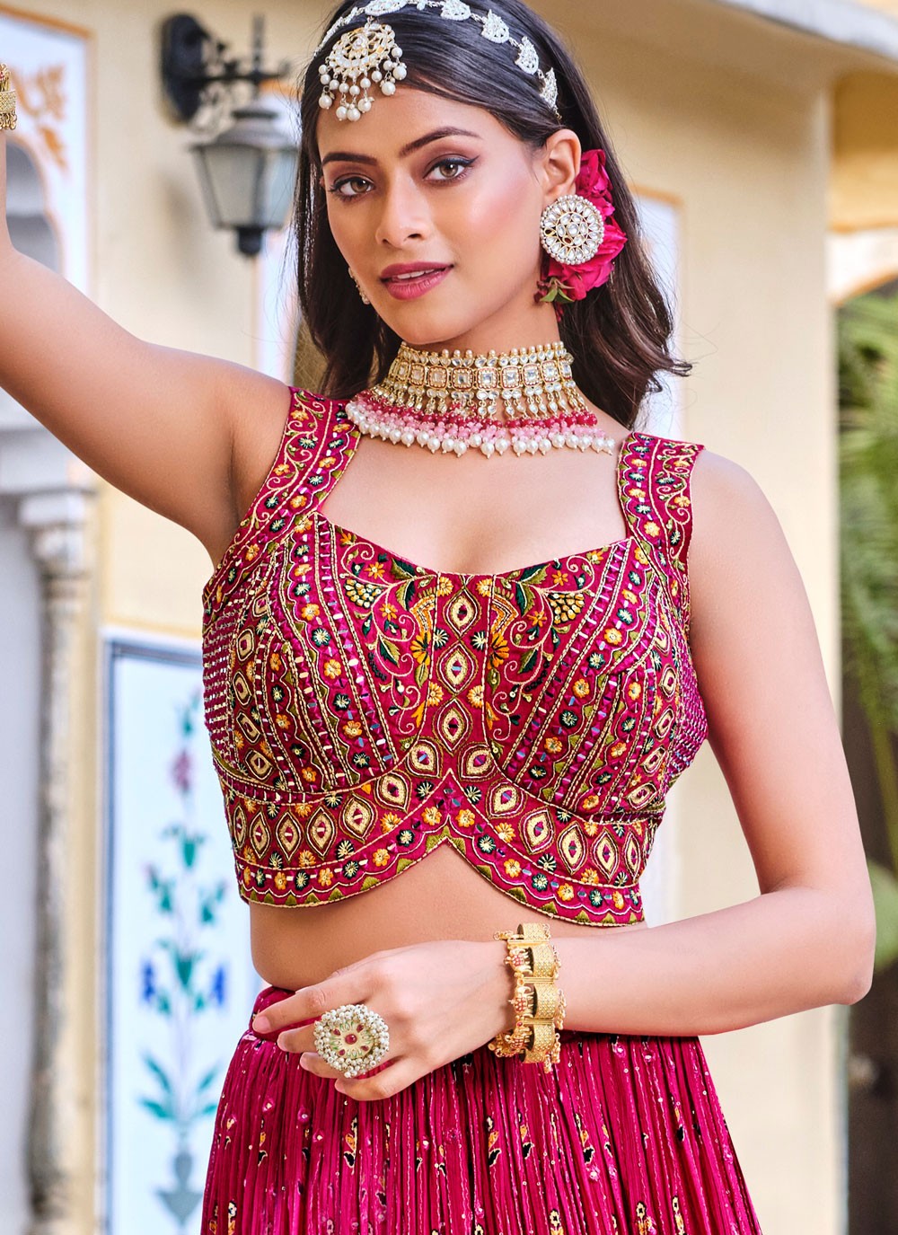 Digital Print Chinon Readymade Lehenga Choli - L2473
