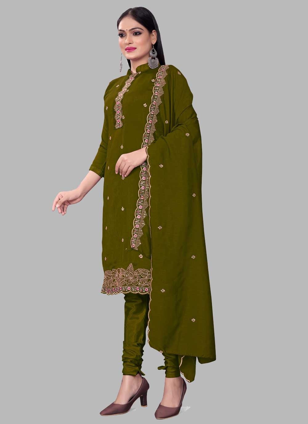 Silk Churidar Suit - T1285