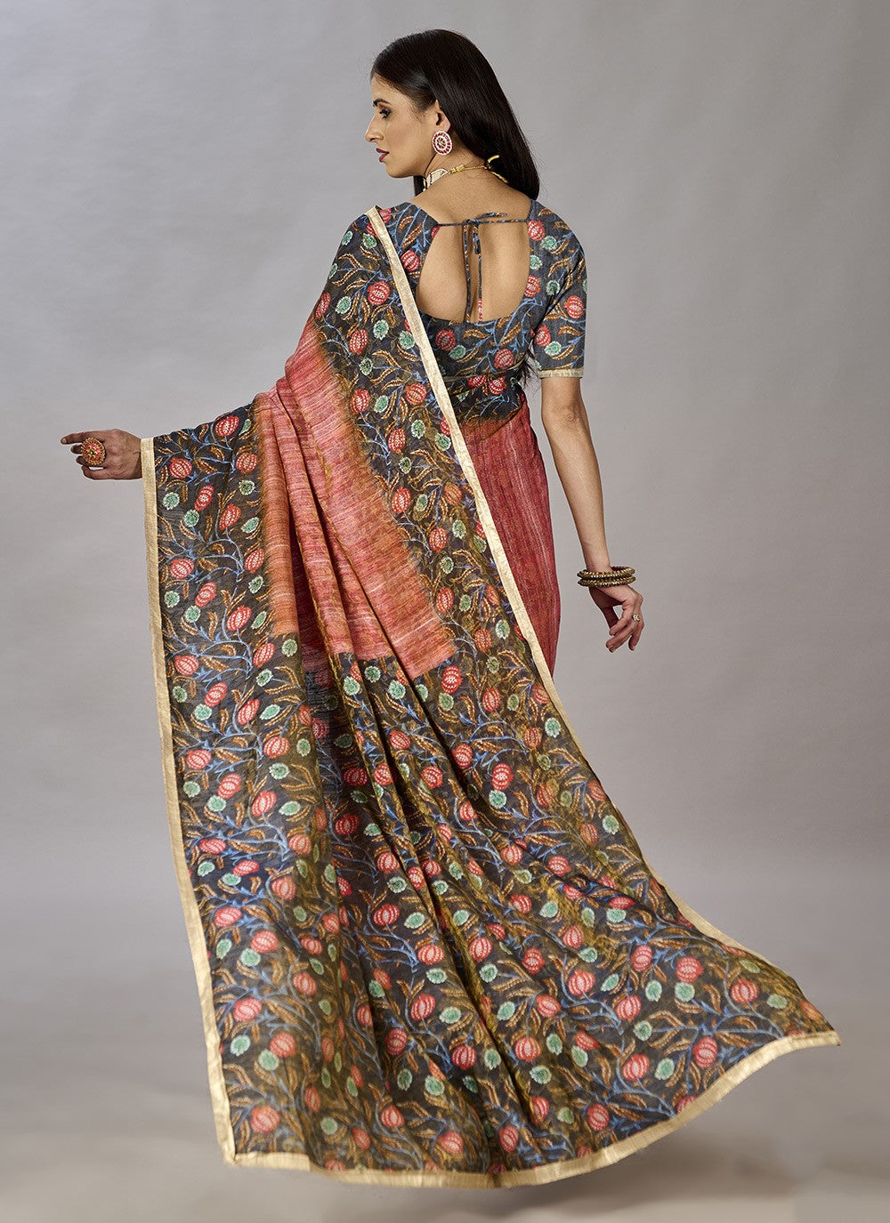Classic Digital Print Jacquard Silk Saree - S3384