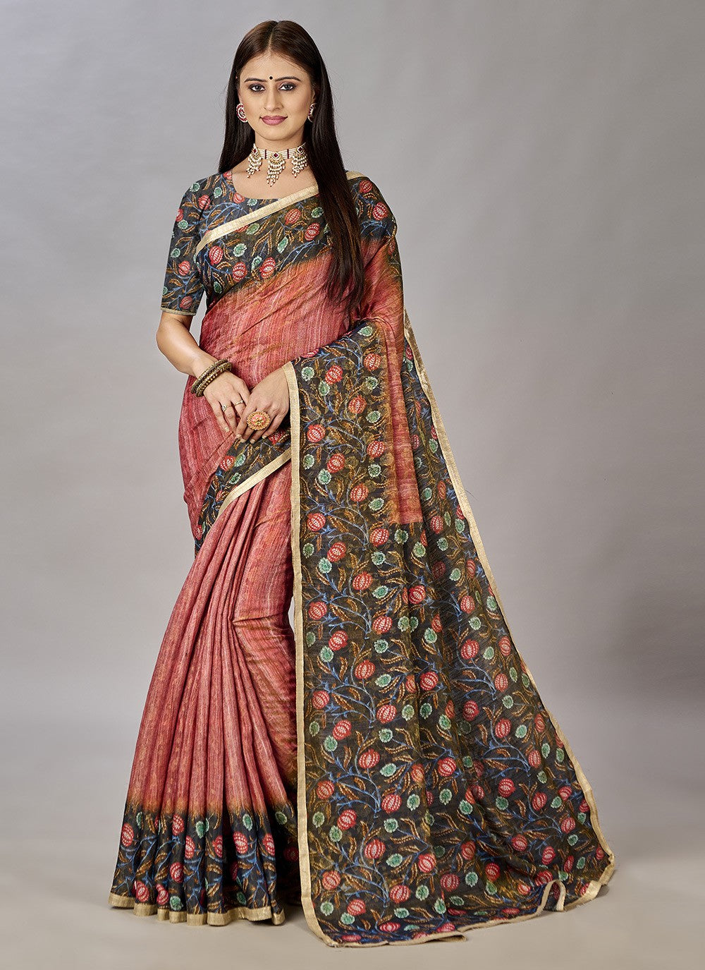 Classic Digital Print Jacquard Silk Saree - S3384