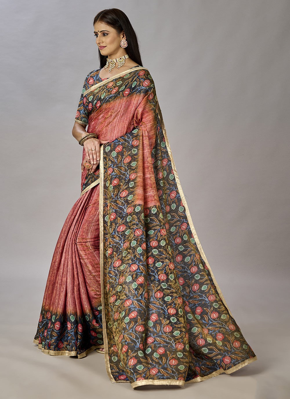 Classic Digital Print Jacquard Silk Saree - S3384