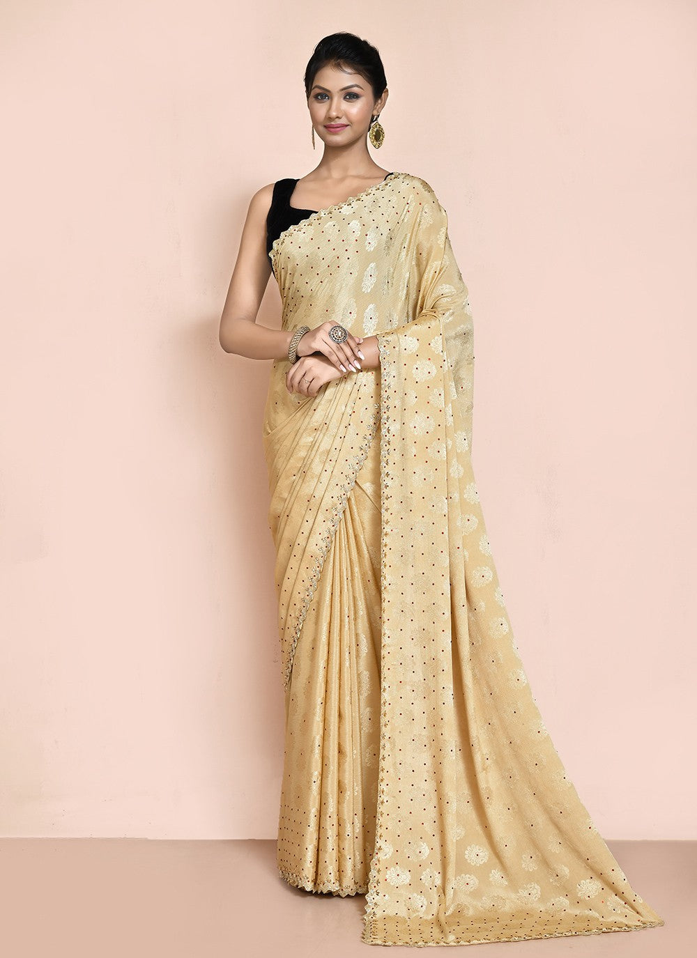 Contemporary Hand Embroidery Organza Saree - S9227