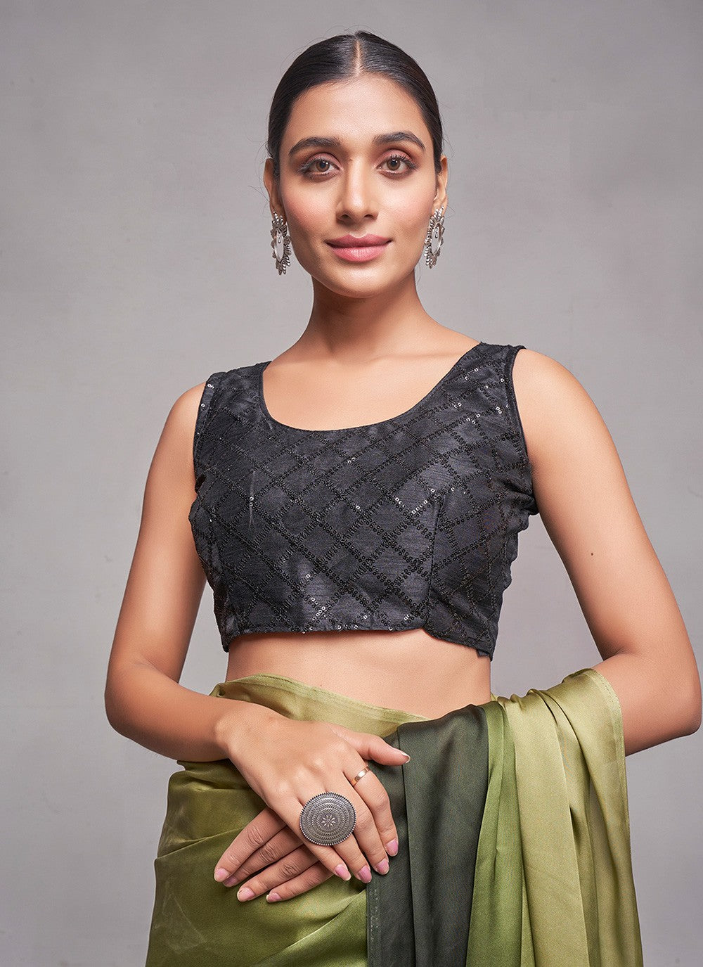 Classic Plain Rangoli Saree - S4784