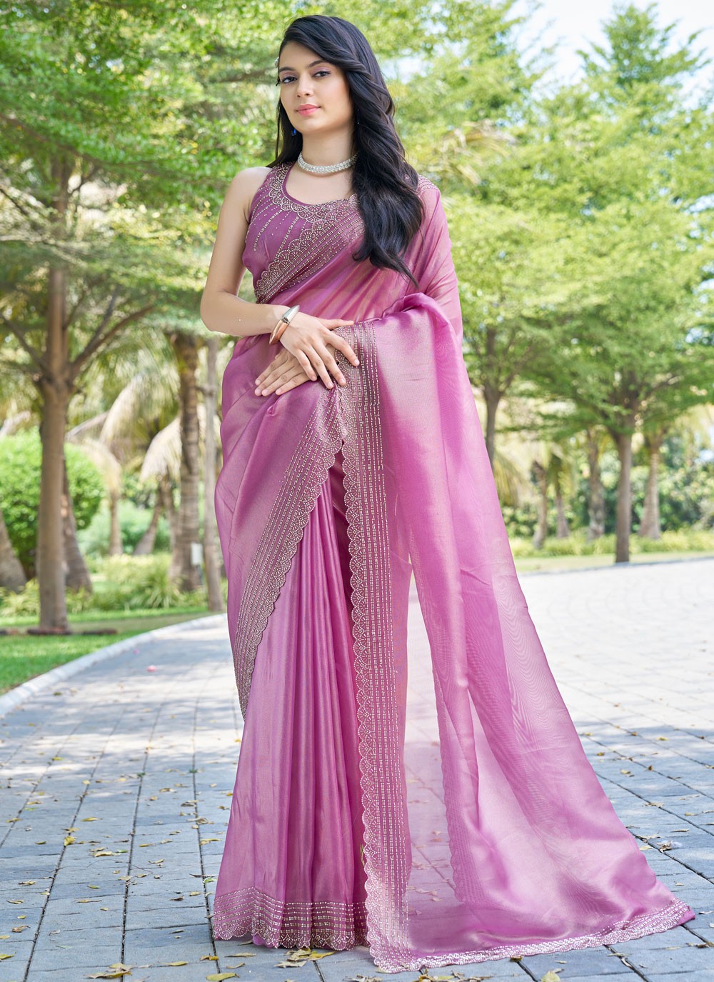 Beads, Cutdana, Swarovski Cotton Silk Saree - S11617