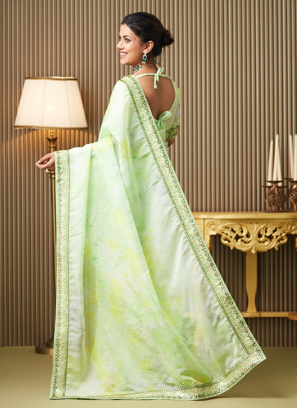 Green Organza Classic Saree Embroidered S16941