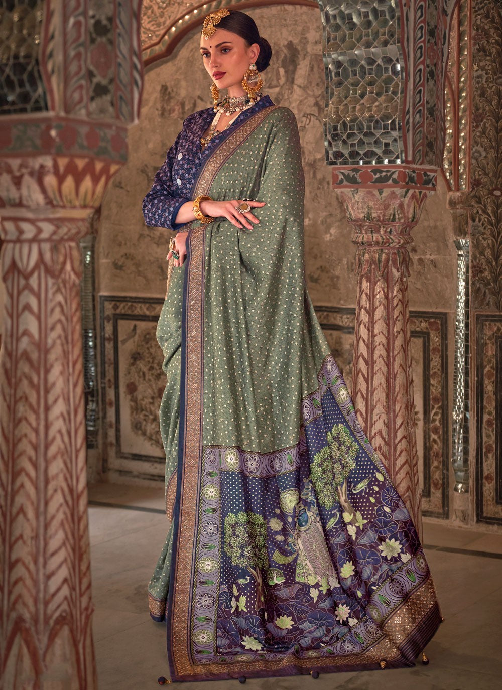 Classic Fancy Work Viscose Saree - S8834