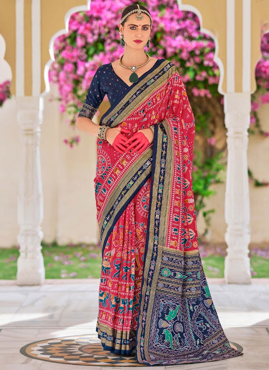 Classic Foliage Prints Silk Saree - S9633