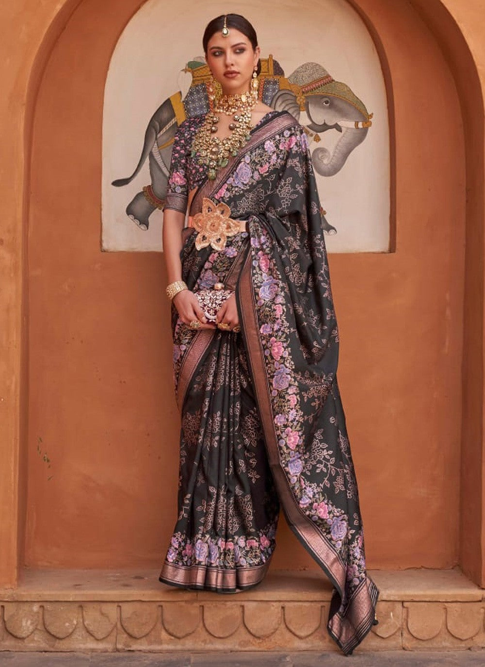 Classic Digital Print Silk Saree - S3898