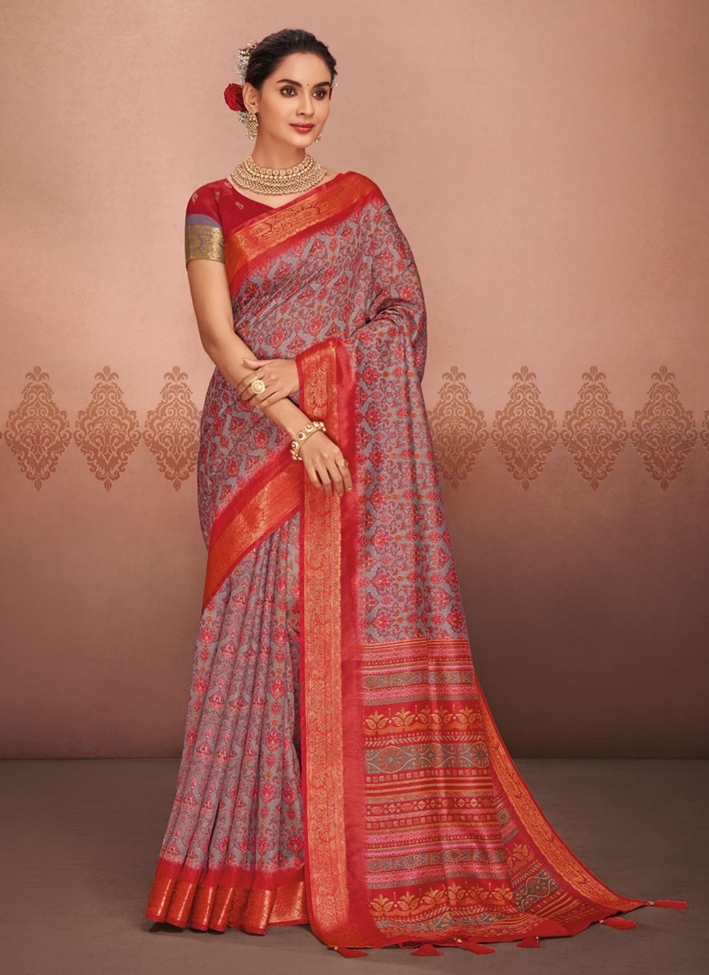 Classic Printed Silk Saree - S5577