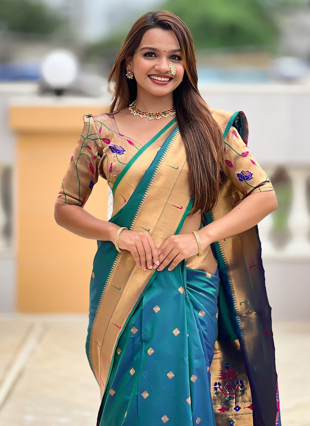Rama Silk Classic Saree Jacquard Work S18318