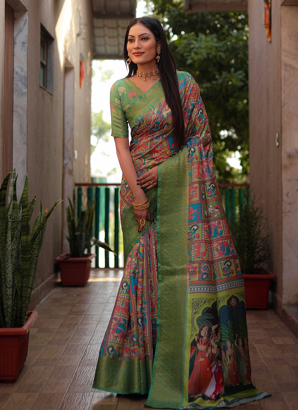 Classic Border Work Silk Saree - S8974
