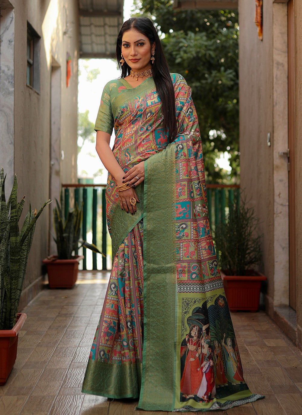 Classic Border Work Silk Saree - S8974