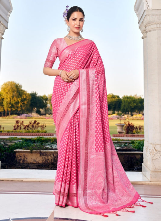 Pink Georgette Classic Saree Weaving Zari S20317