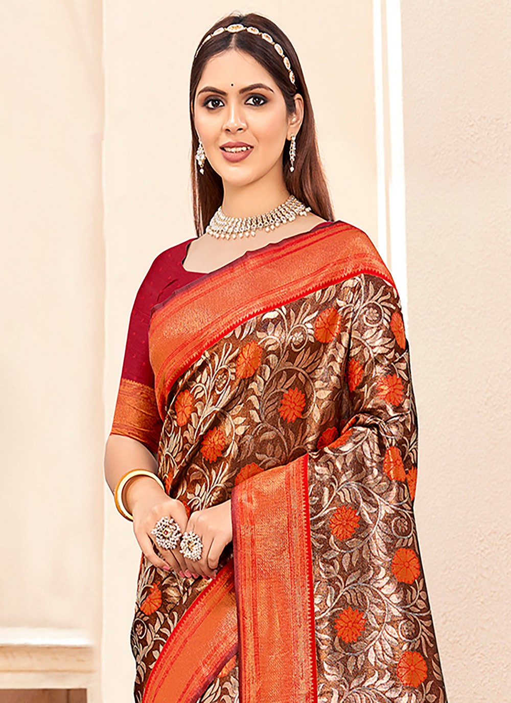 Classic Printed Silk Saree - S6599