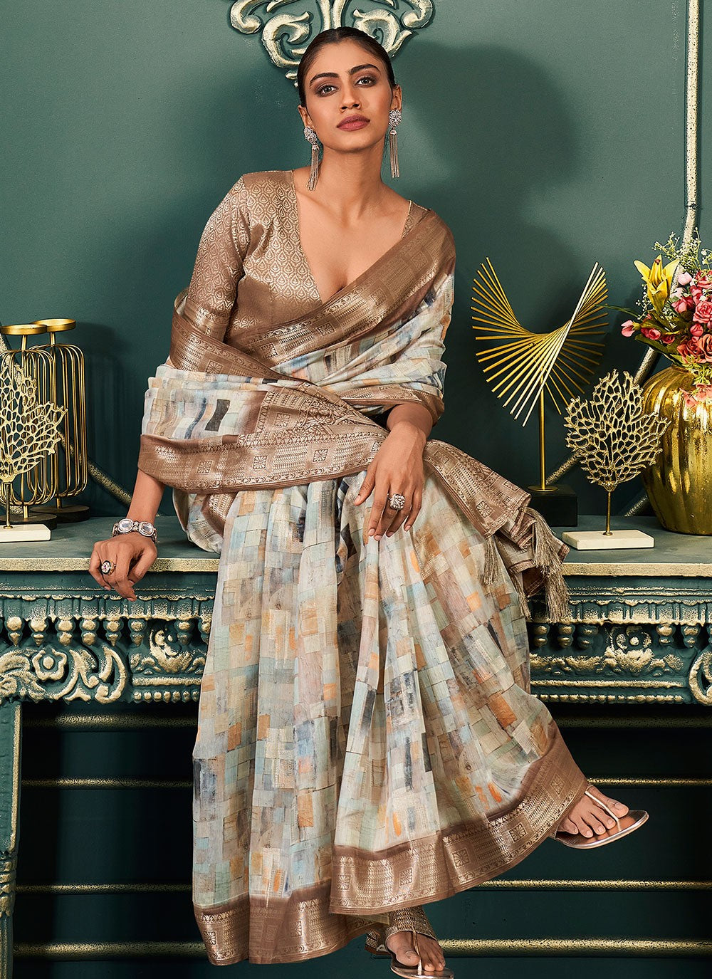 Classic Digital Print Cotton Saree - S6686