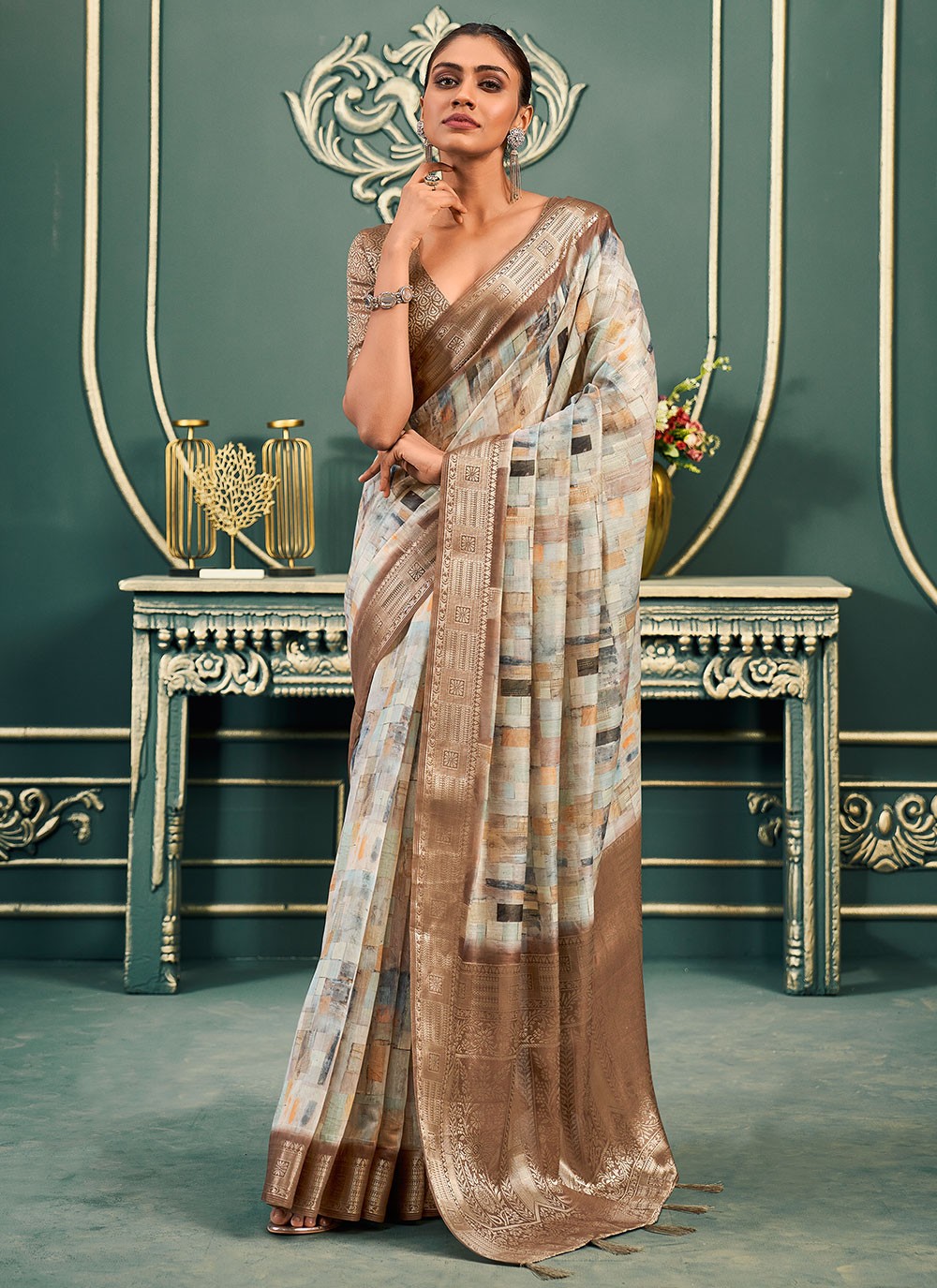 Classic Digital Print Cotton Saree - S6686