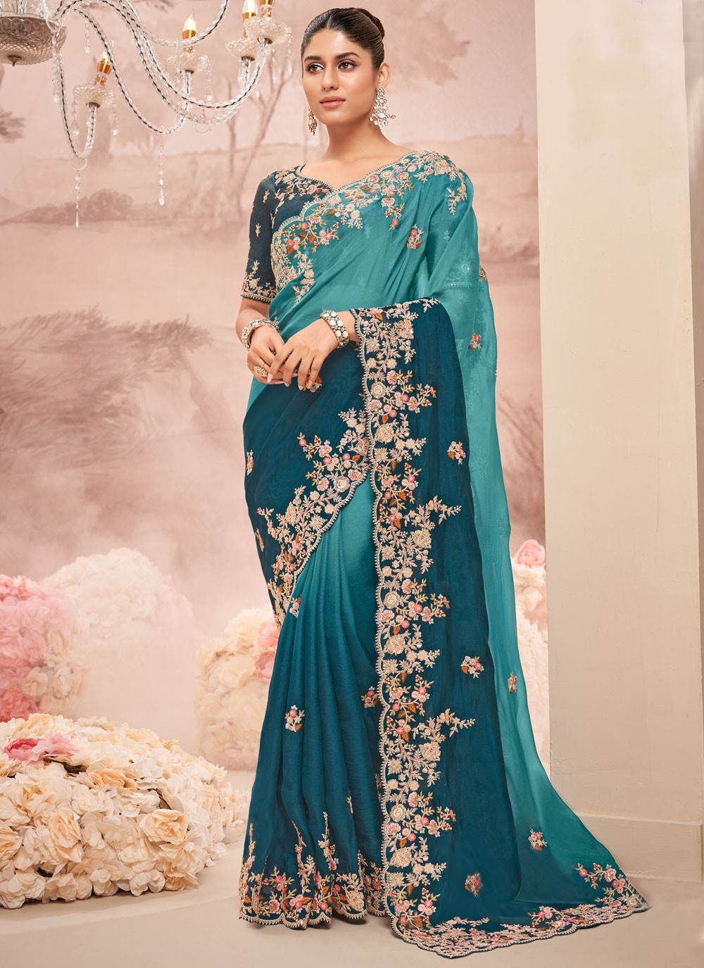 Classic Embroidered Viscose Saree - S8876