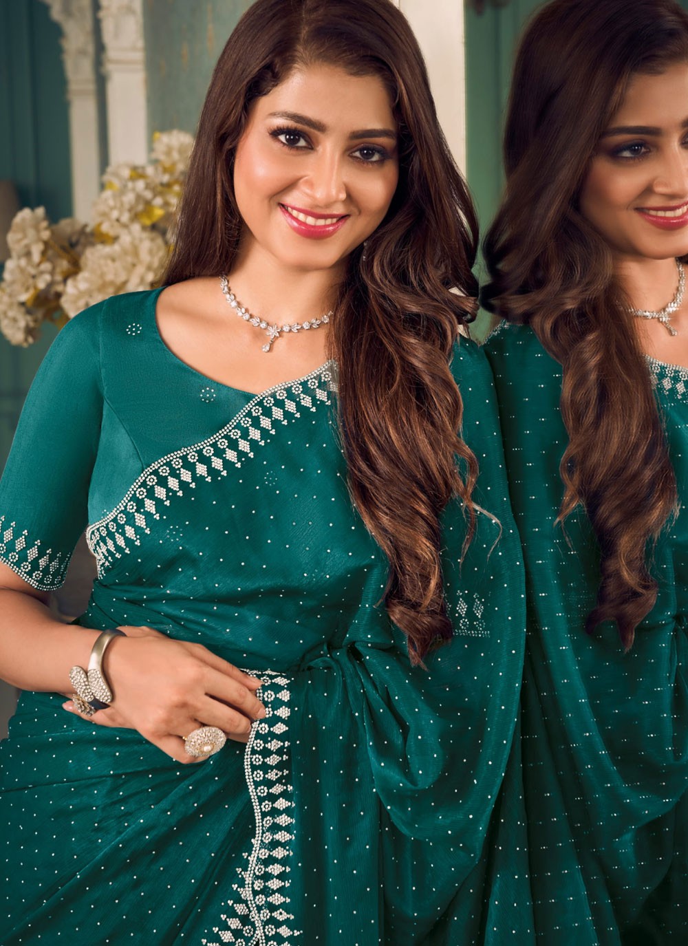 Classic Swarovski Chiffon Saree - S9321