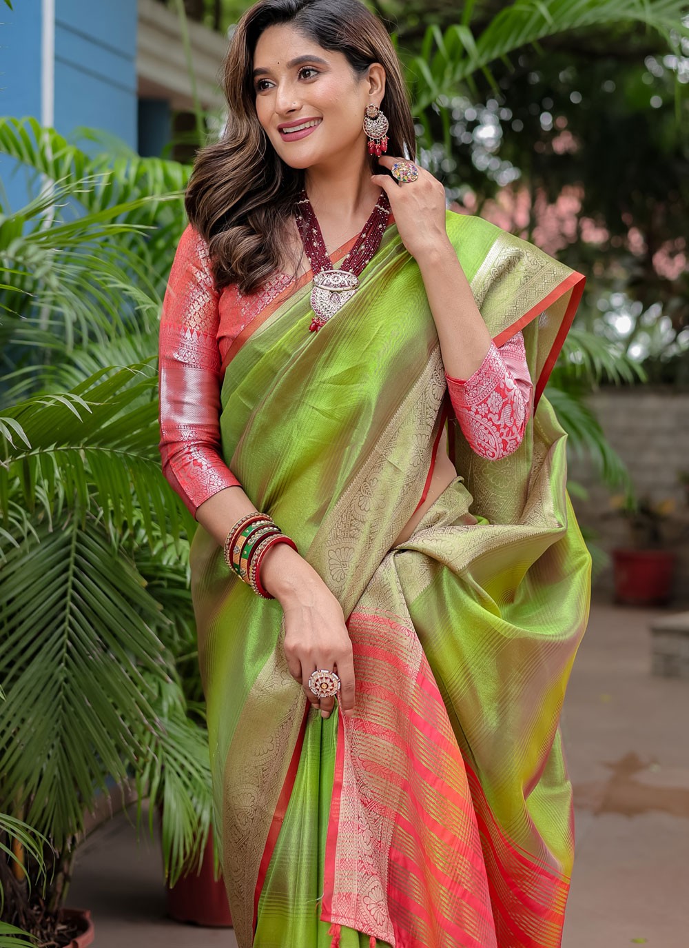 Classic Saree Woven Green Banarasi Silk S12432