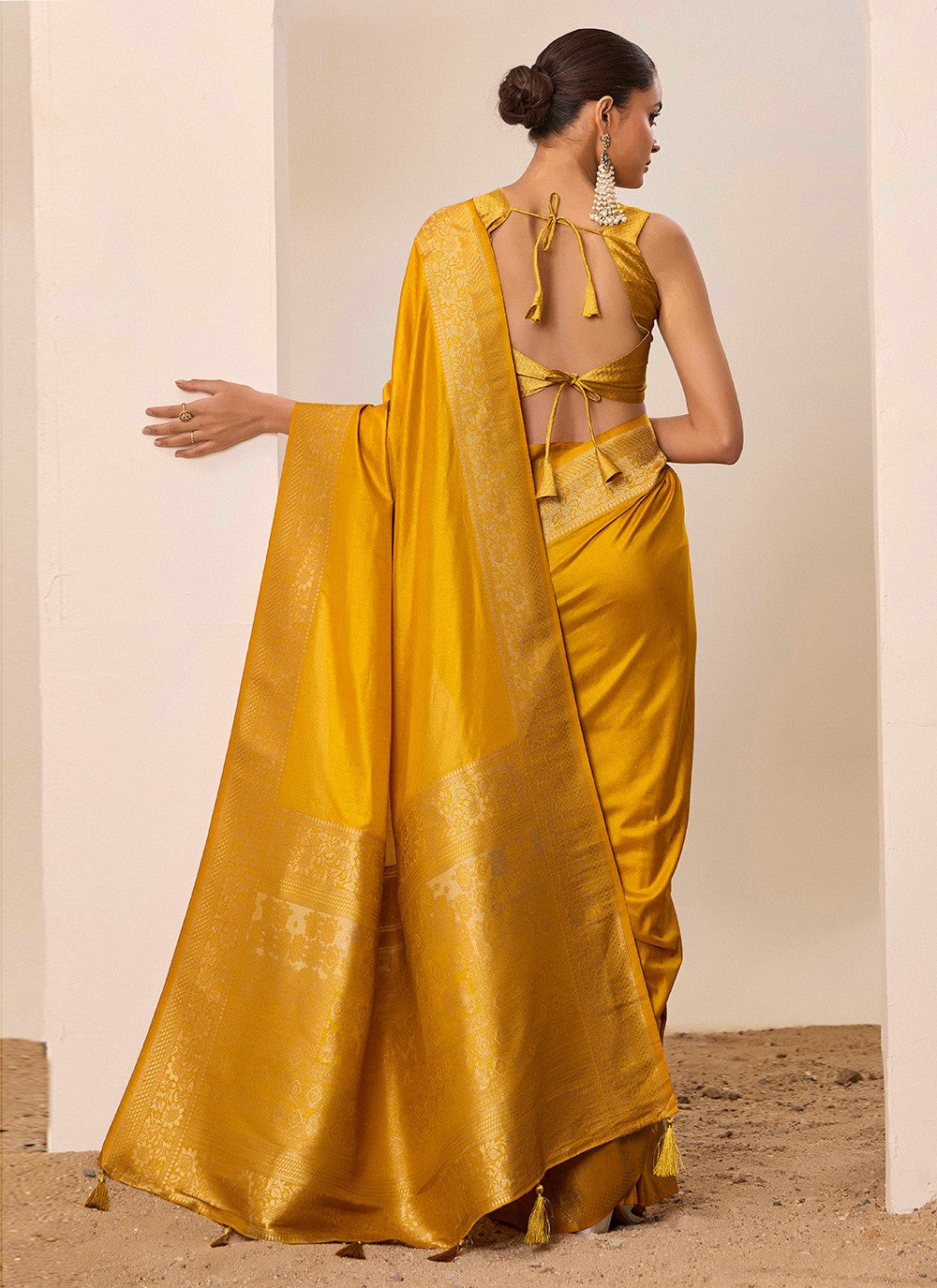 Yellow Silk Classic Saree Woven S16641