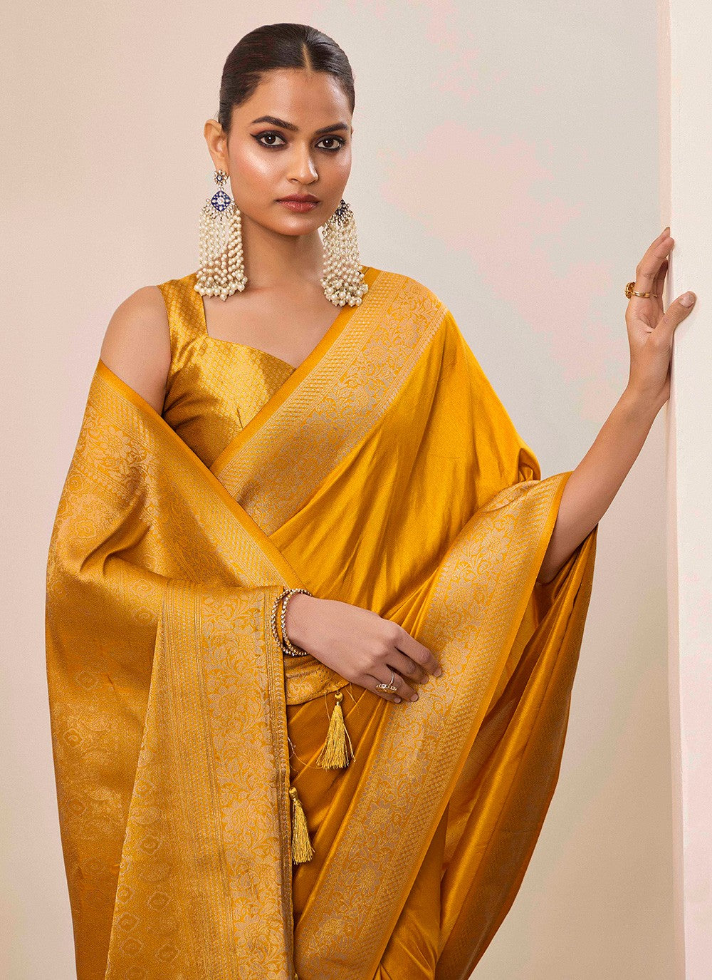 Yellow Silk Classic Saree Woven S16641