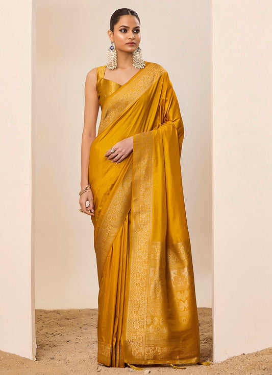 Yellow Silk Classic Saree Woven S16641