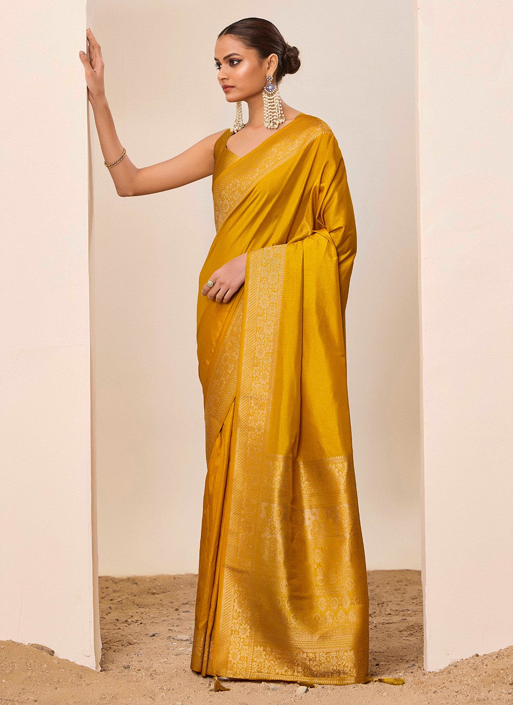 Yellow Silk Classic Saree Woven S16641