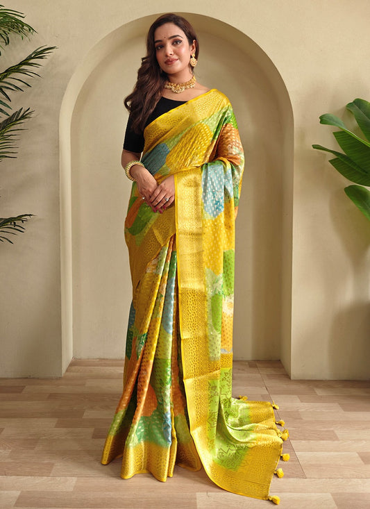 Multi Colour Georgette Classic Saree Printed, Woven S17321