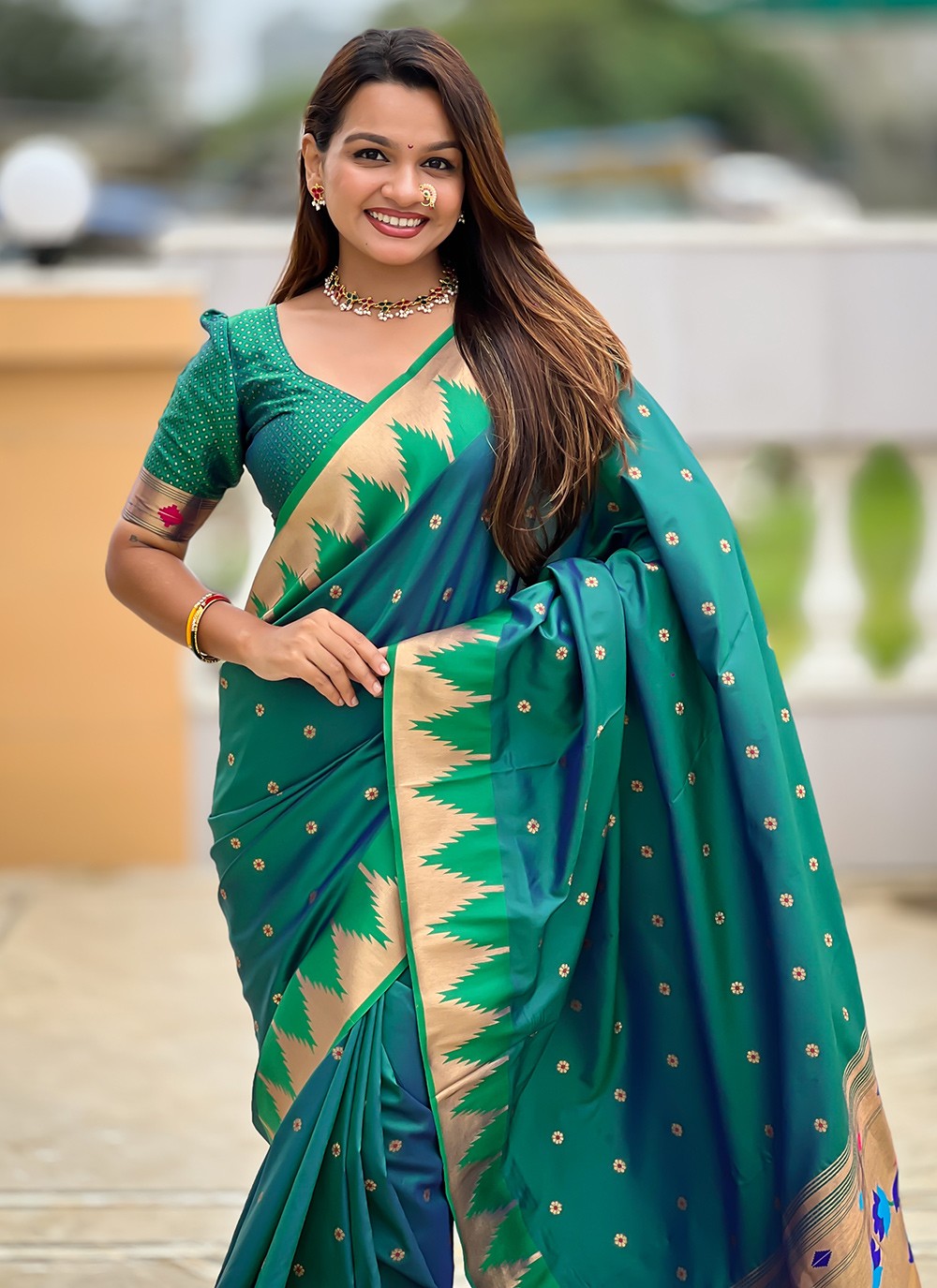 Rama Silk Classic Saree Jacquard Work, Meenakari S18362