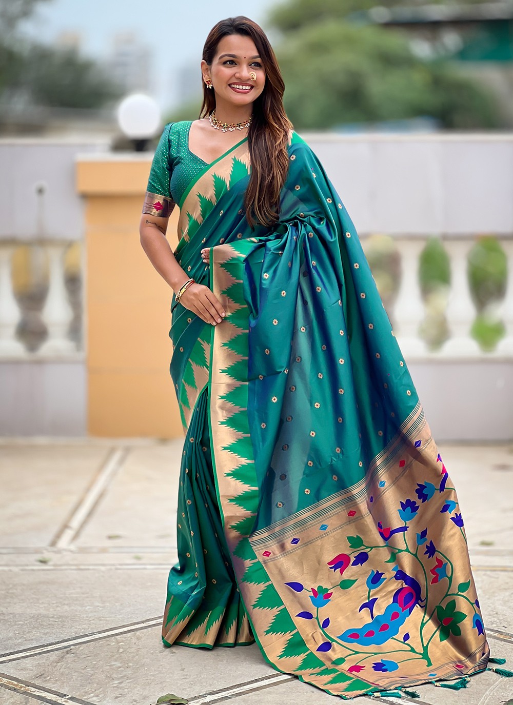 Rama Silk Classic Saree Jacquard Work, Meenakari S18362