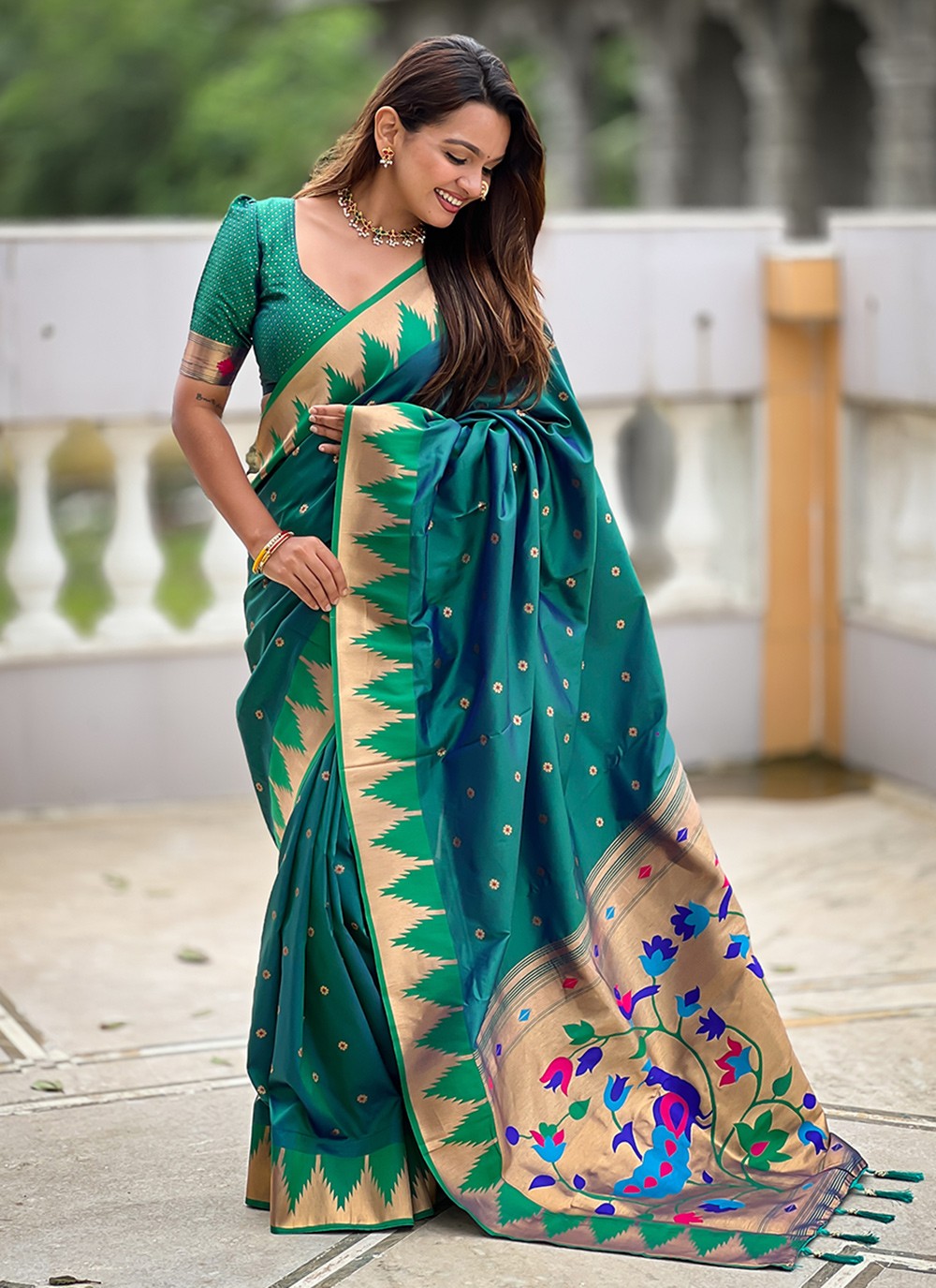 Rama Silk Classic Saree Jacquard Work, Meenakari S18362