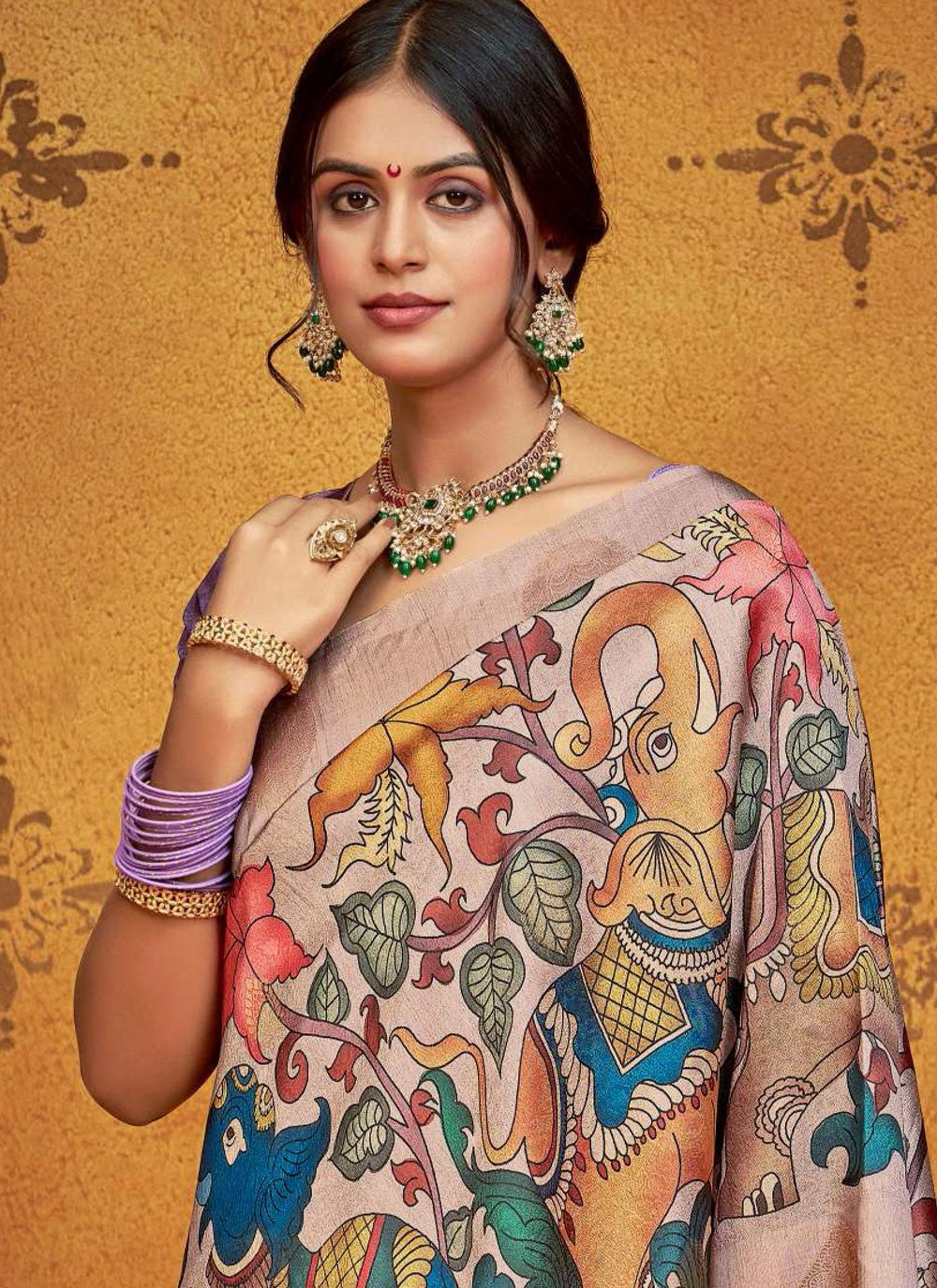 Purple Silk Classic Saree Printed, Weaving Zari S18655