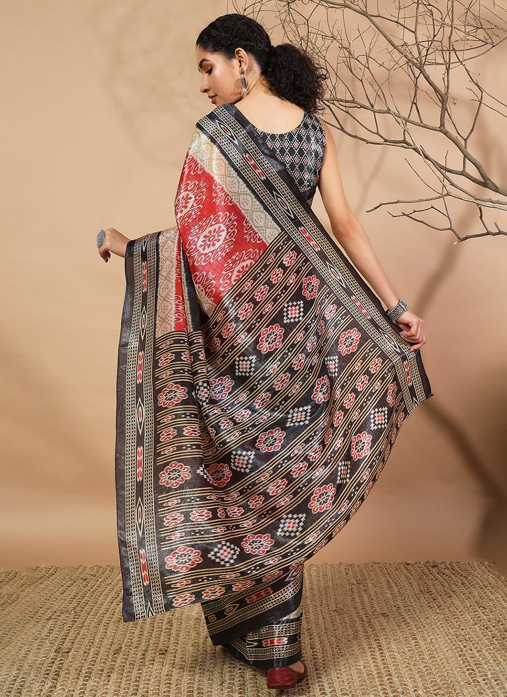Black Tissue Classic Saree Printed S17700