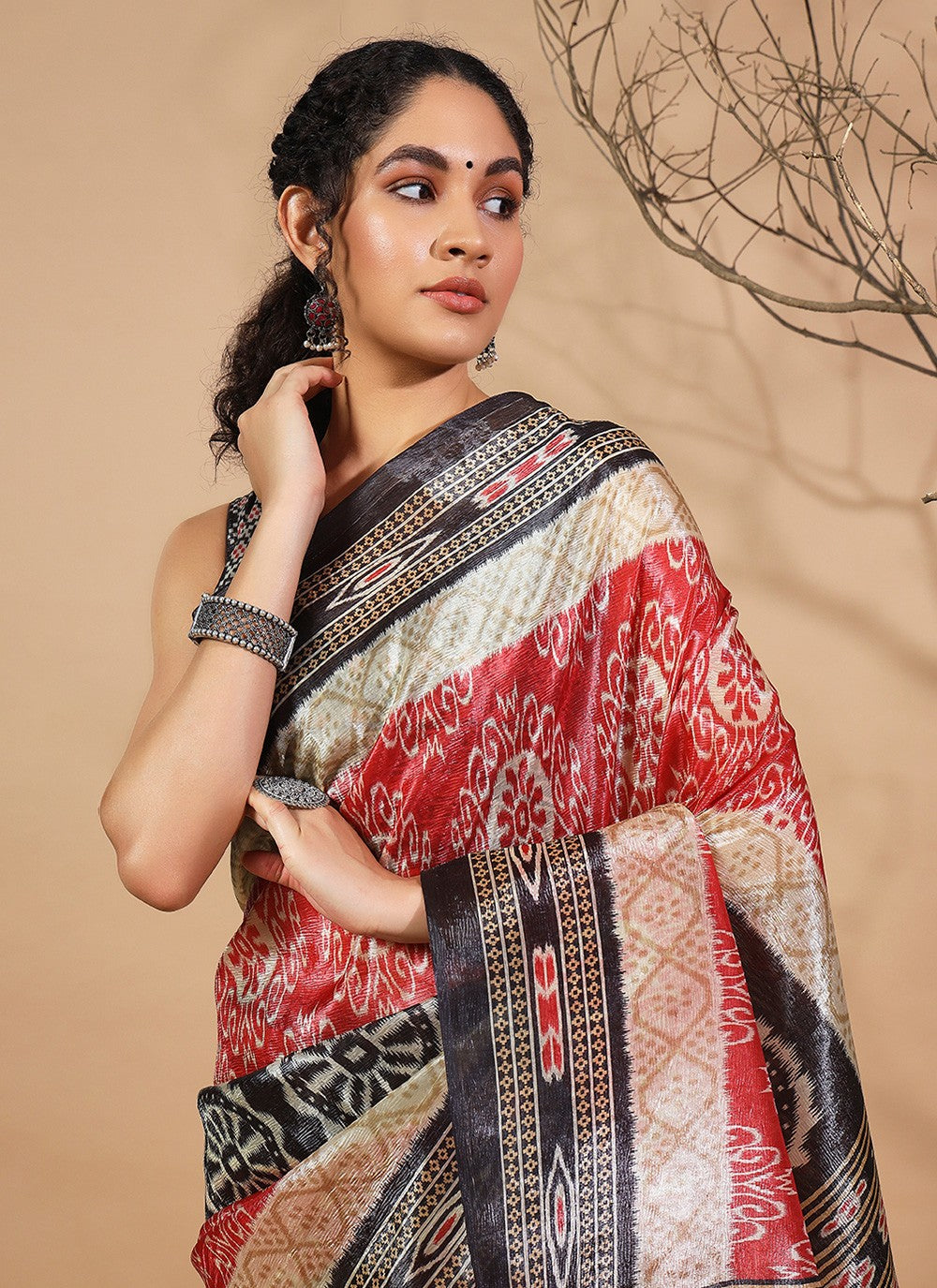 Black Tissue Classic Saree Printed S17700